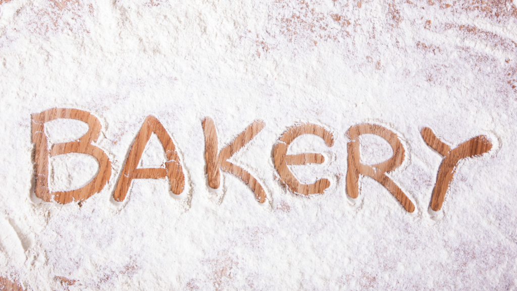 Bakery écrit dans de la farine