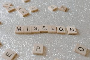 Mission de vie écrit avec des petite lettre accolées
