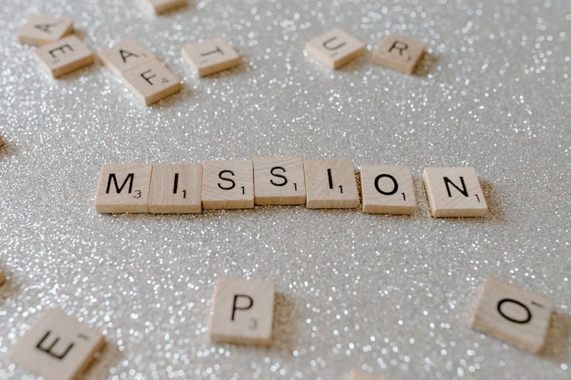 Mission de vie écrit avec des petite lettre accolées